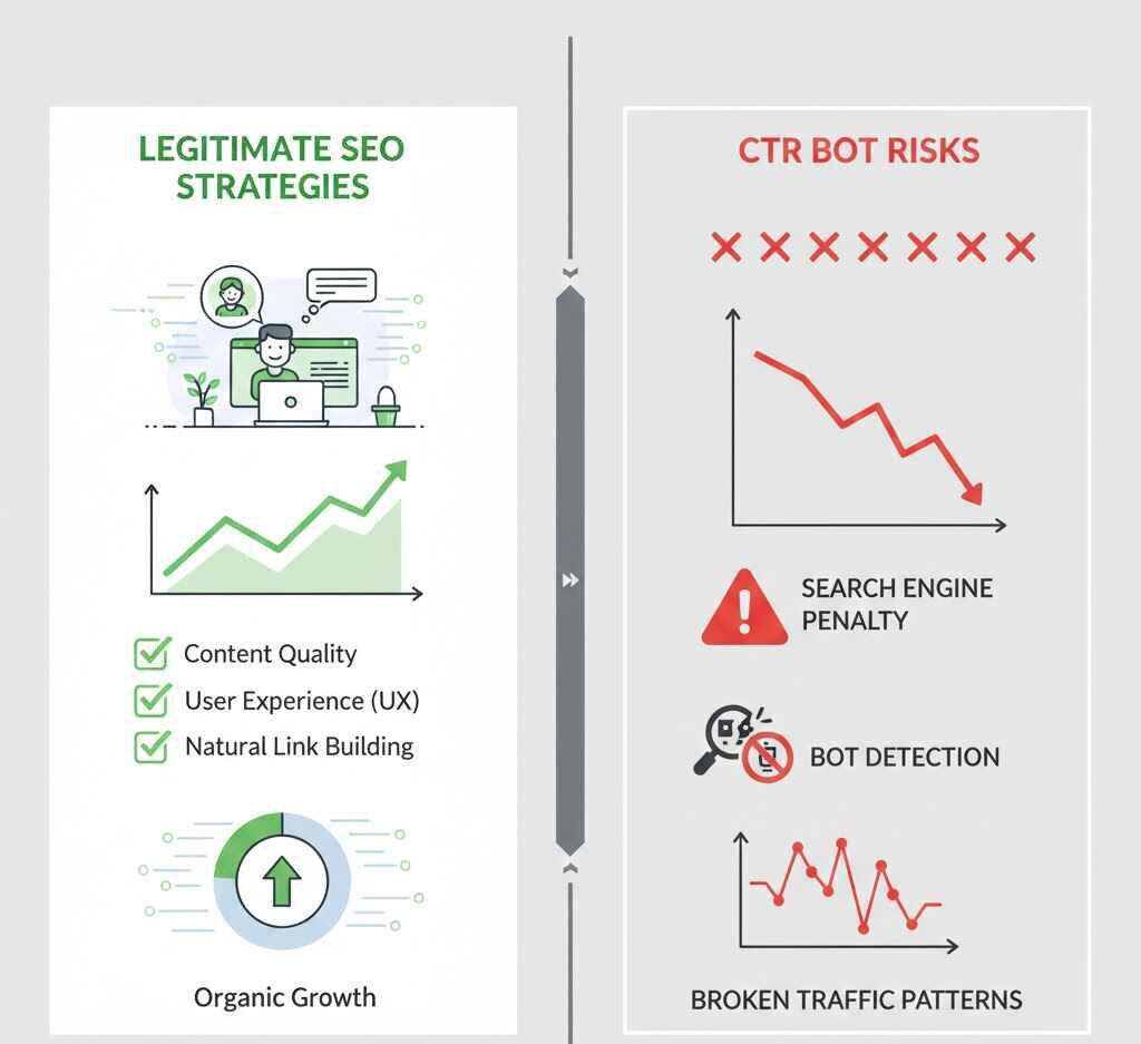 Legitimate SEO vs Bot Traffic Comparison
